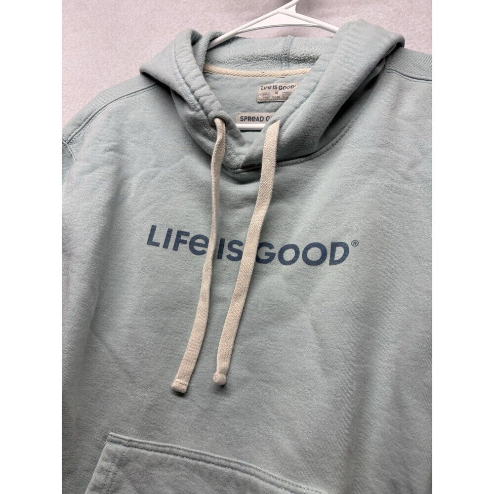 Life Is Good Light Blue Hoodie Womens Size XL Sweatshirt Spread Good News - Picture 4 of 5
